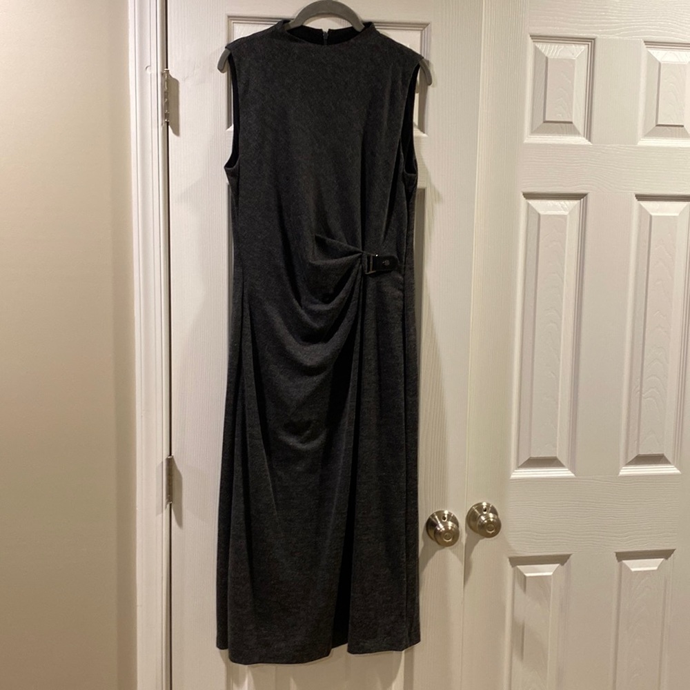 Ralph Lauren Sleeveless Long Dress; black/gray tweed; size 10